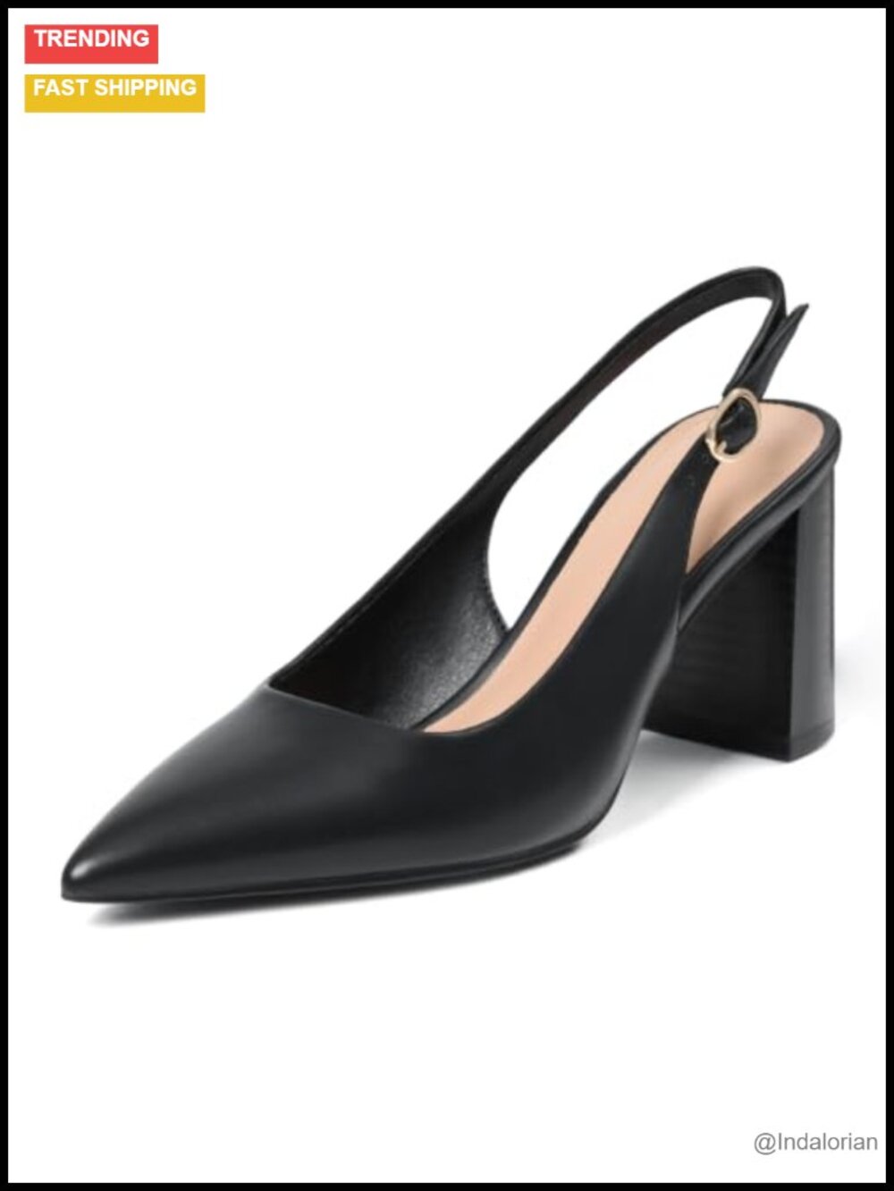 Slingback Heels for Women Chunky Heels Pointed Closed Toe Pumps